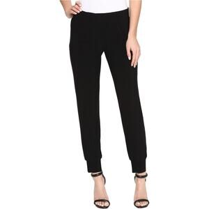 Norma Kamali Jog Pants Sz M Black Pockets Stretch Relaxed Athleisure Minimalist